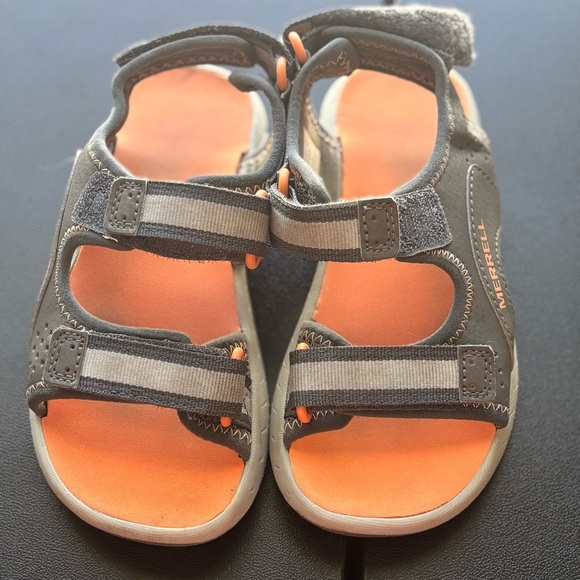Kids Merrell Kids Outdoor Sandals Gray Orange Size 12 - Picture 1 of 5